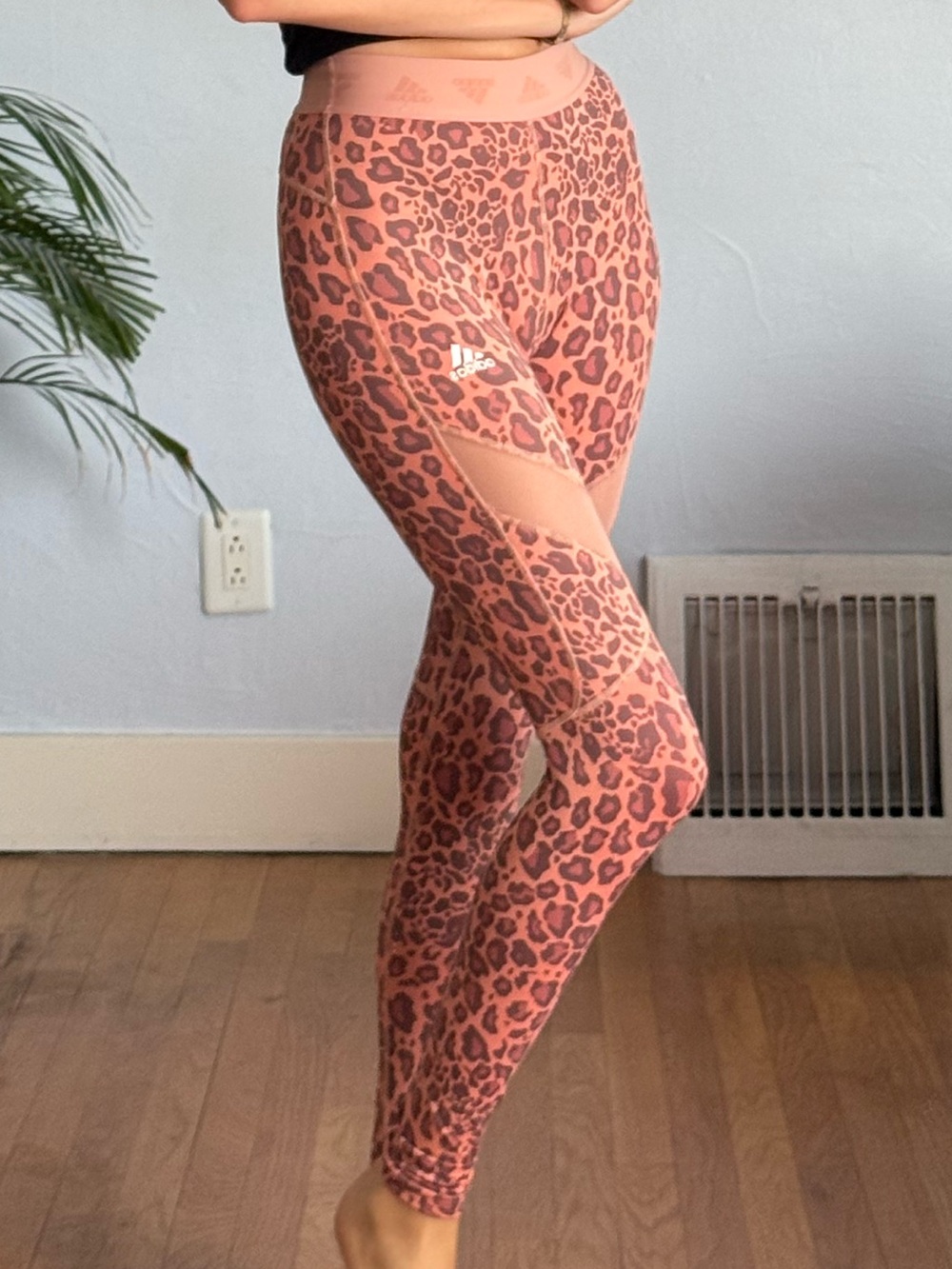 adidas Pink Leopard Print High-Waist Leggings